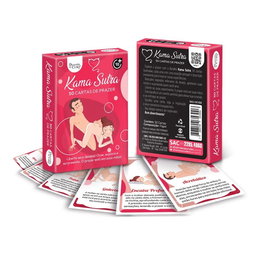 BARALHO KAMA SUTRA 50 CARTAS DE PRAZER COM POSIÇÕES DIVERSÃO AO CUBO