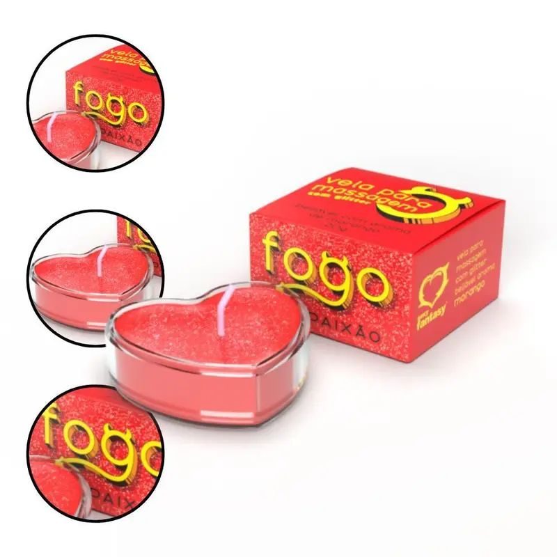 VELA PARA MASSAGEM COM GLITTER BEIJAVEL COM AROMA DE MORANGO