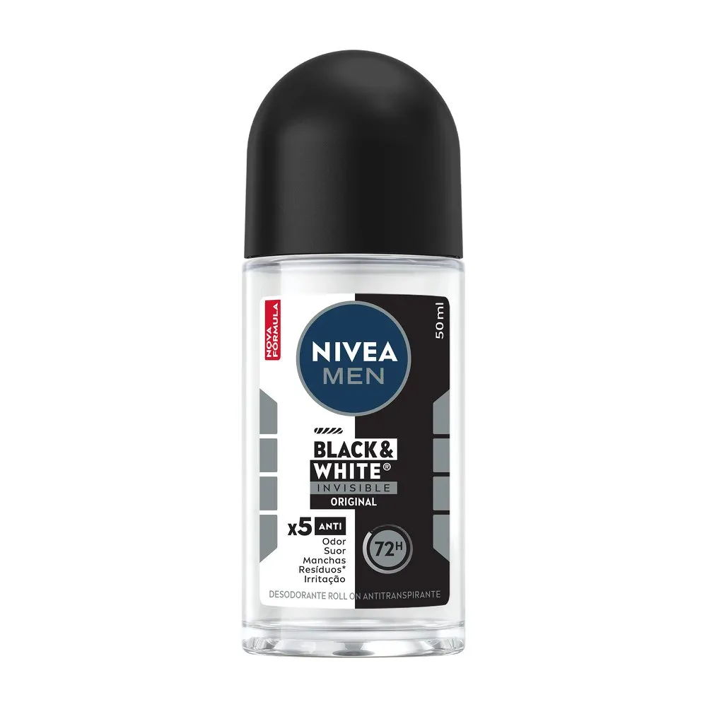 DESODORANTE NIVEA ROLL B&W INV 50ML (PRETO)