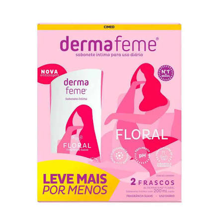 KIT SABONETE LIQ INTIMO DERMAFEME FLORAL 2UN 200ML