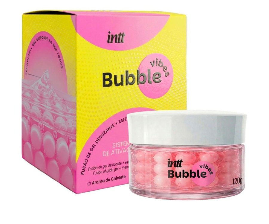 BUBBLE VIBES 3 EM 1 LUBRIFICANTE E EXCITANTE COM ESFERAS E JAMBU 120G INTT